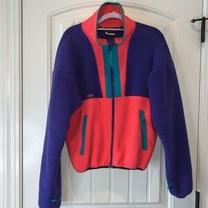 Vintage retro 80s neon colorful bright pink purple champion fleece full zip S